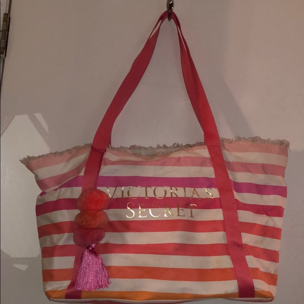 Striped Victoria’s Secret beach tote